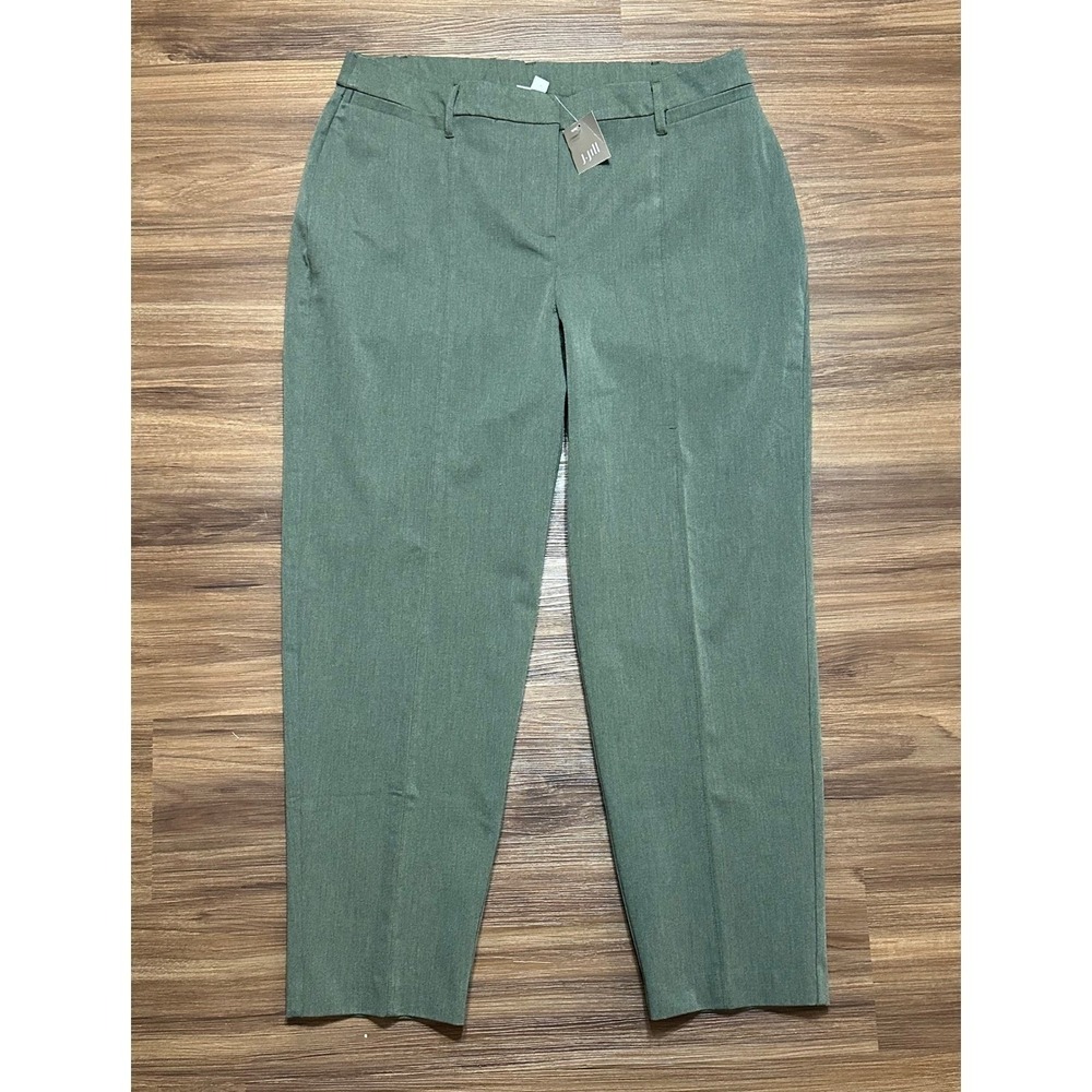 J Jill Essential Stretch Twill Pants Olive Green Cropped Pleated Women's Sz 16